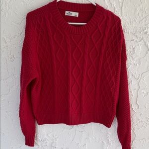 Hollister Vibrant Red Cable Knit Sweater